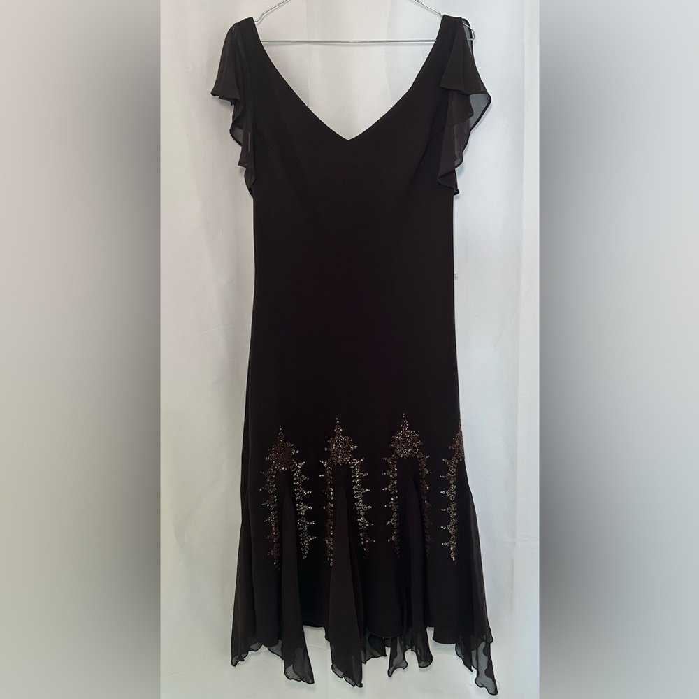 Vintage Y2K S.L FASHIONS Double V Bead Godet Hem Dress